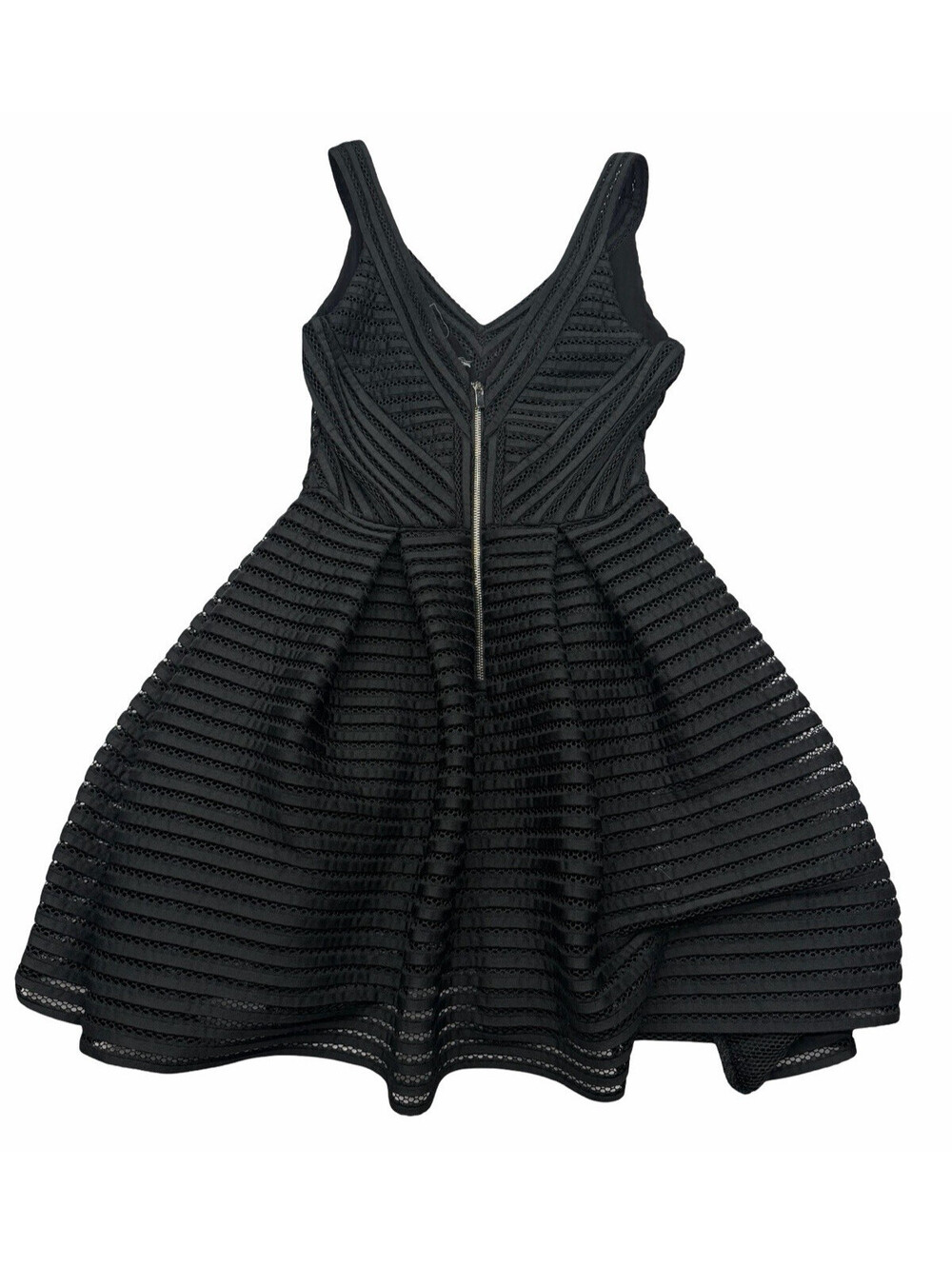 Maje Rayure Mesh Jersey Mini Dress Black Size 3 | L - Picture 2 of 6